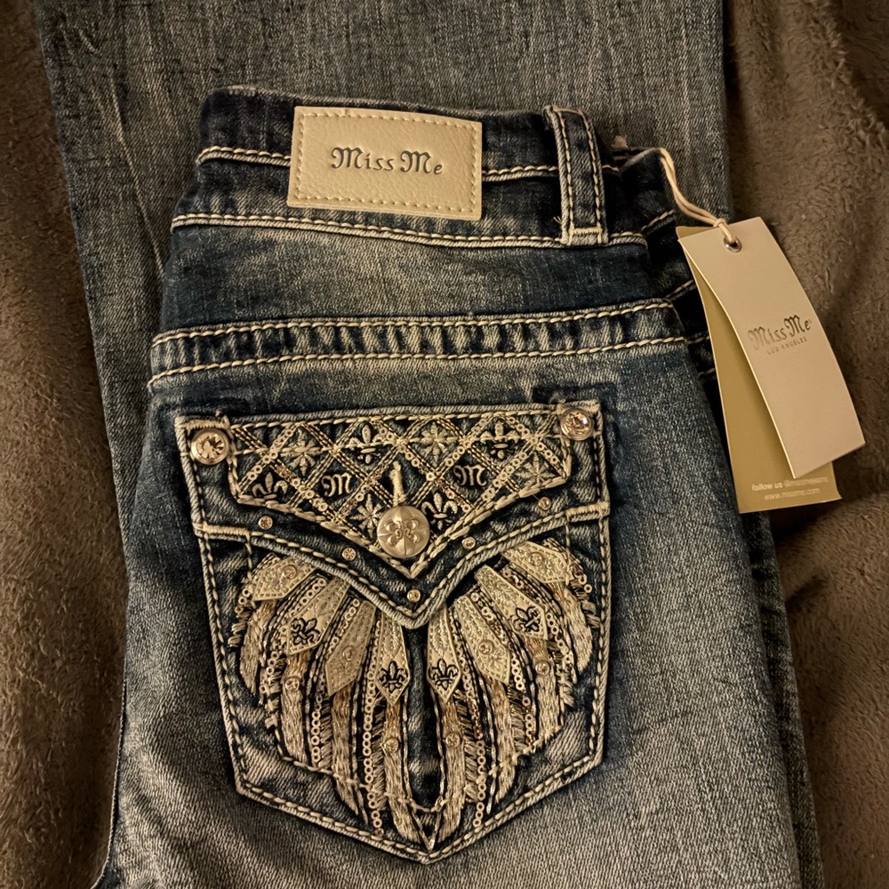 Miss Me Women's Dark Blue Embellished Boot Cut Jeans